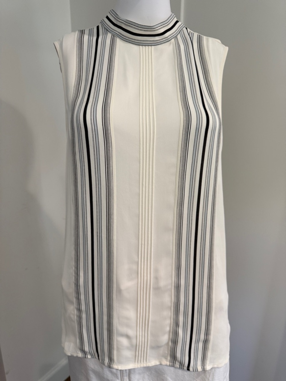 Reiss Ivory Striped Mock Neck Shell